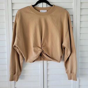 Something Navy Camel Quilted Twist Sweatshirt 100% Cotton Size‎ S